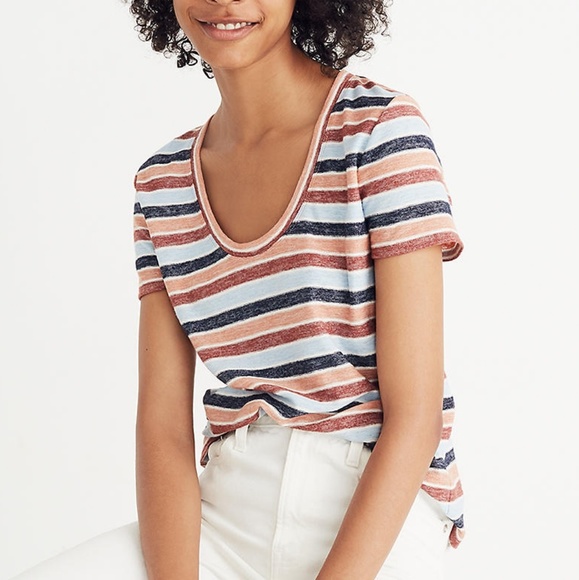 Madewell Tops - Madewell Colorful Striped Cotton Knit V Neck Top